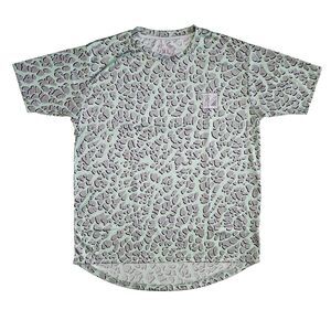 Pit Viper (Mens Size XL) Green Spotted Cheetah Print Short Sleeve Stretch Shirt‎